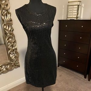 Express Sleeveless Black Sequin Dress